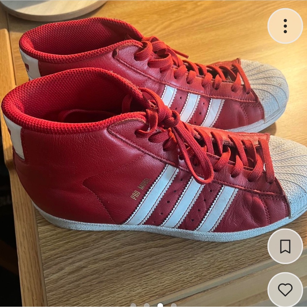 Adidas red pro model high tops